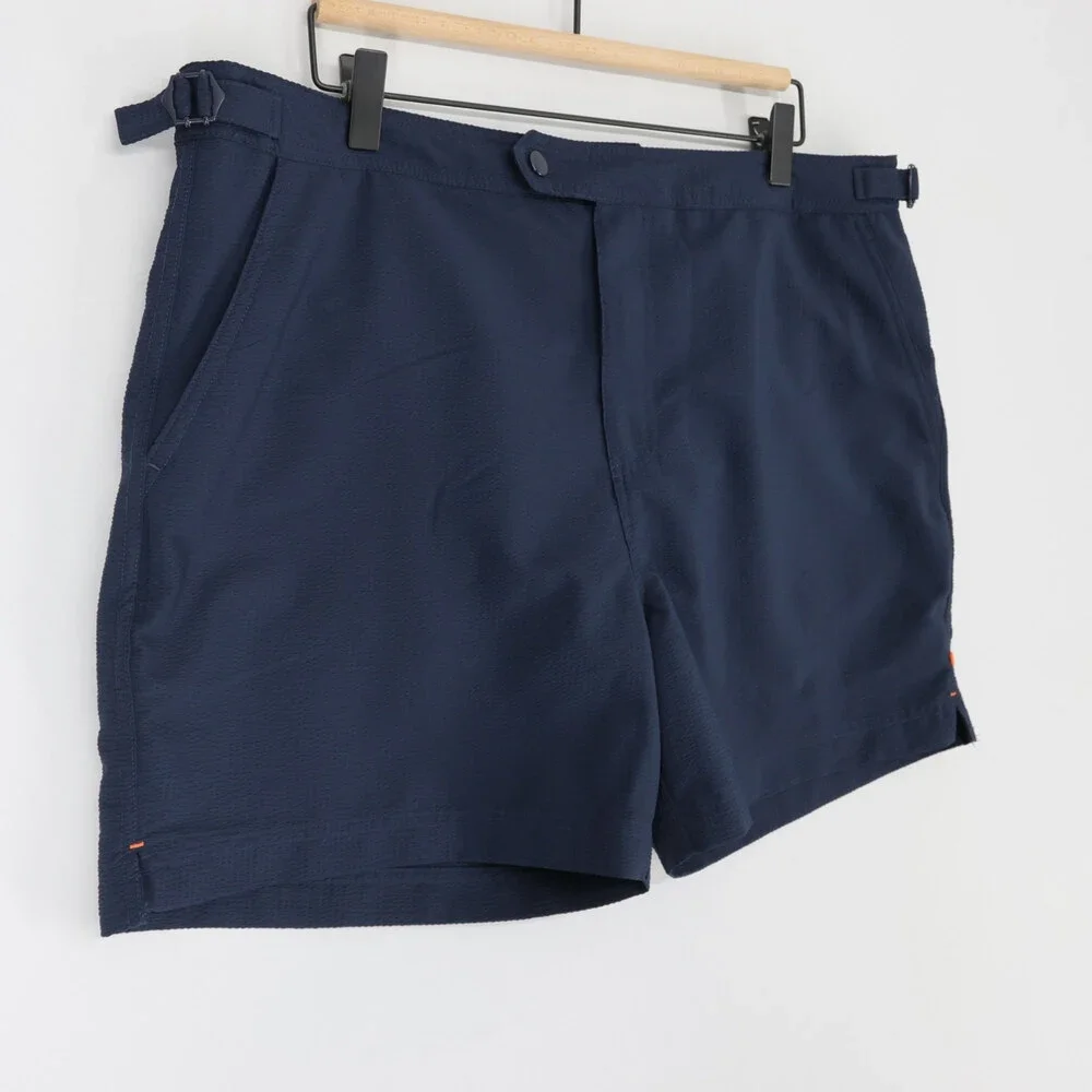Swims Paloma Swim Shorts Mens 36 Navy Seersucker Tailored Side Adjuster
